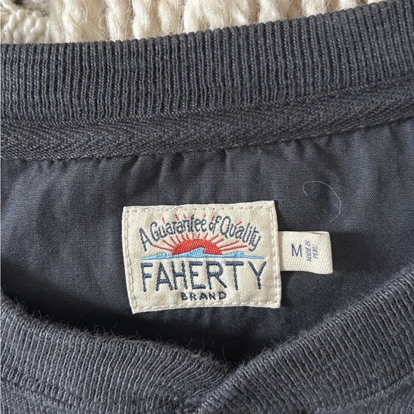 Faherty Mens Medium Luxe Cotton Long Sleeve Polo Henley Shirt - Picture 2 of 5